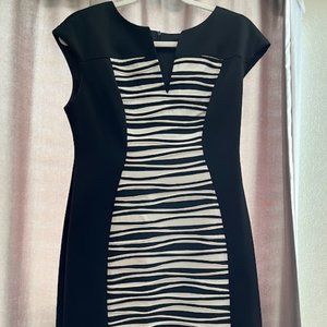 Connected Apparel Black and Zebra Print Dress Size 8P